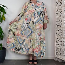 Klänning Plus Size Mönstrad IVORY