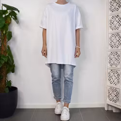 Lång T-shirt Over Sized VIT