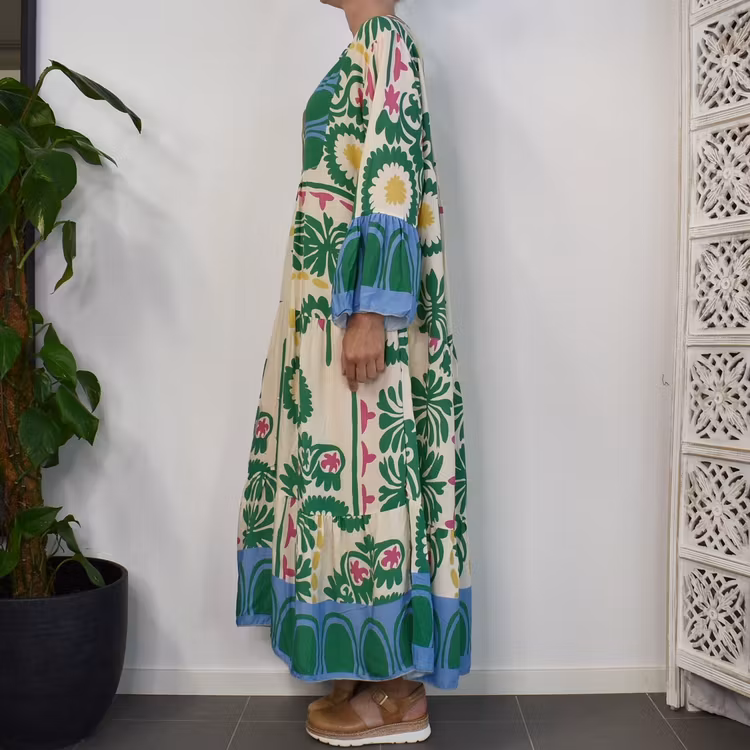 Klänning Mönstrad GRÖN