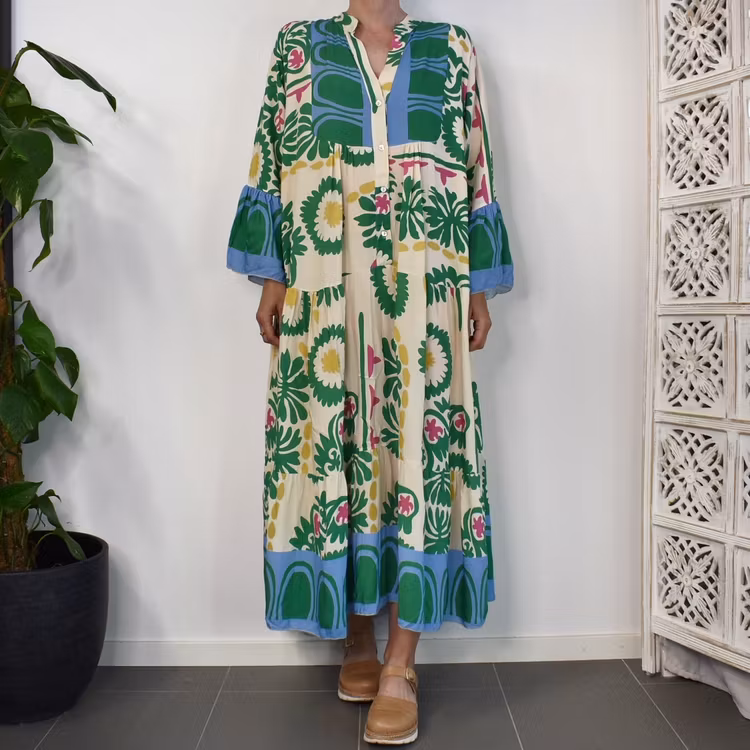 Klänning Mönstrad GRÖN