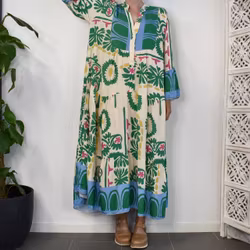 Klänning Mönstrad GRÖN