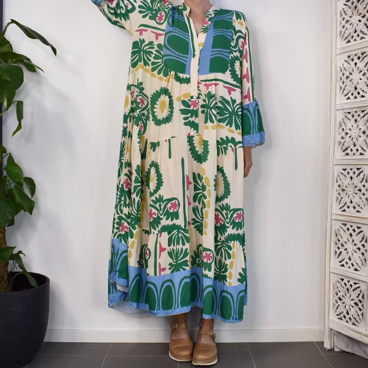 Klänning Mönstrad GRÖN