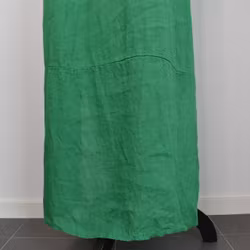 Lång skjortklänning i linne GRÖN