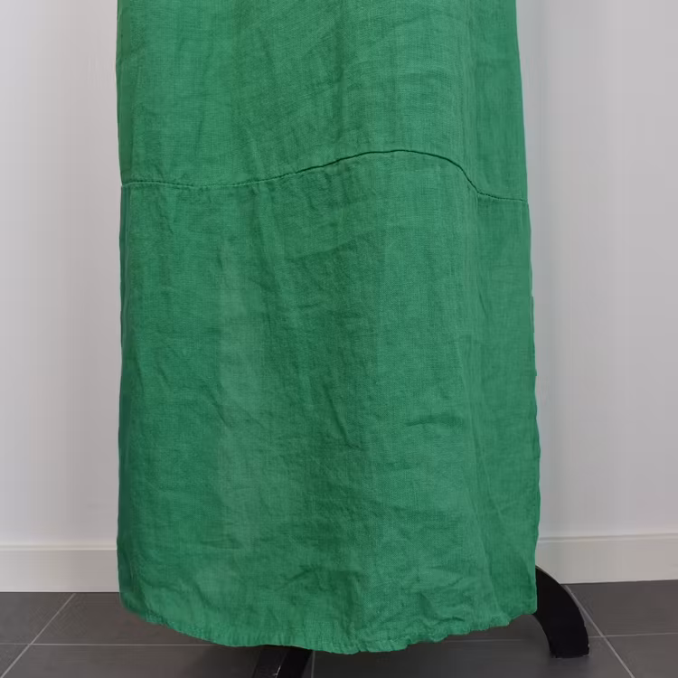 Lång skjortklänning i linne GRÖN