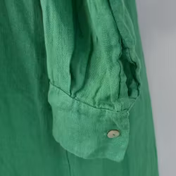 Lång skjortklänning i linne GRÖN