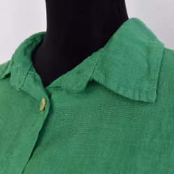 Lång skjortklänning i linne GRÖN