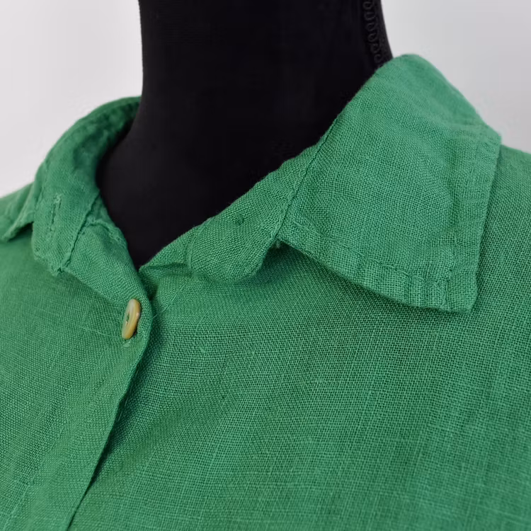 Lång skjortklänning i linne GRÖN