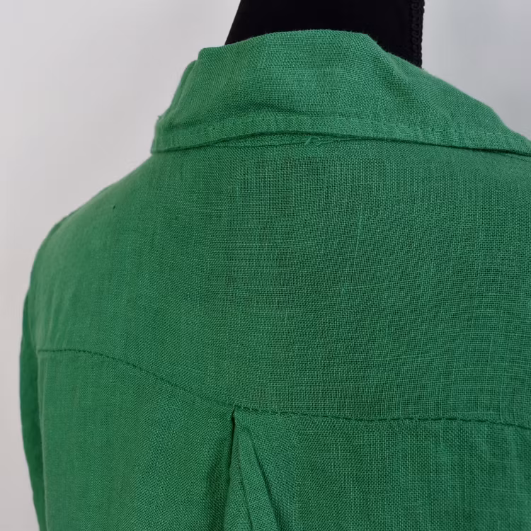 Lång skjortklänning i linne GRÖN