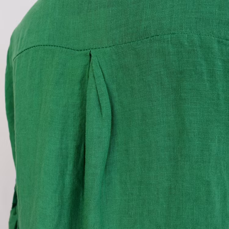 Lång skjortklänning i linne GRÖN