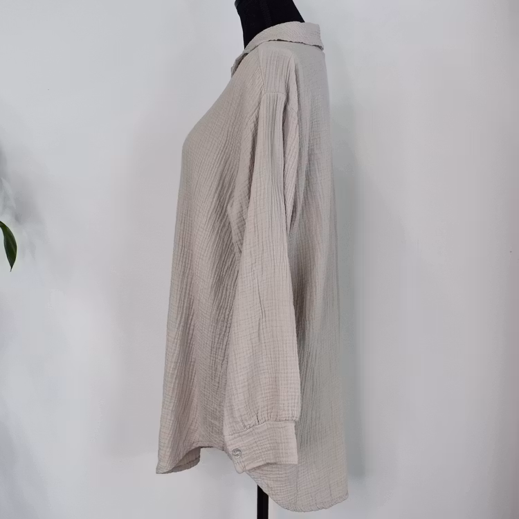 Bomullsskjorta Over Sized BEIGE