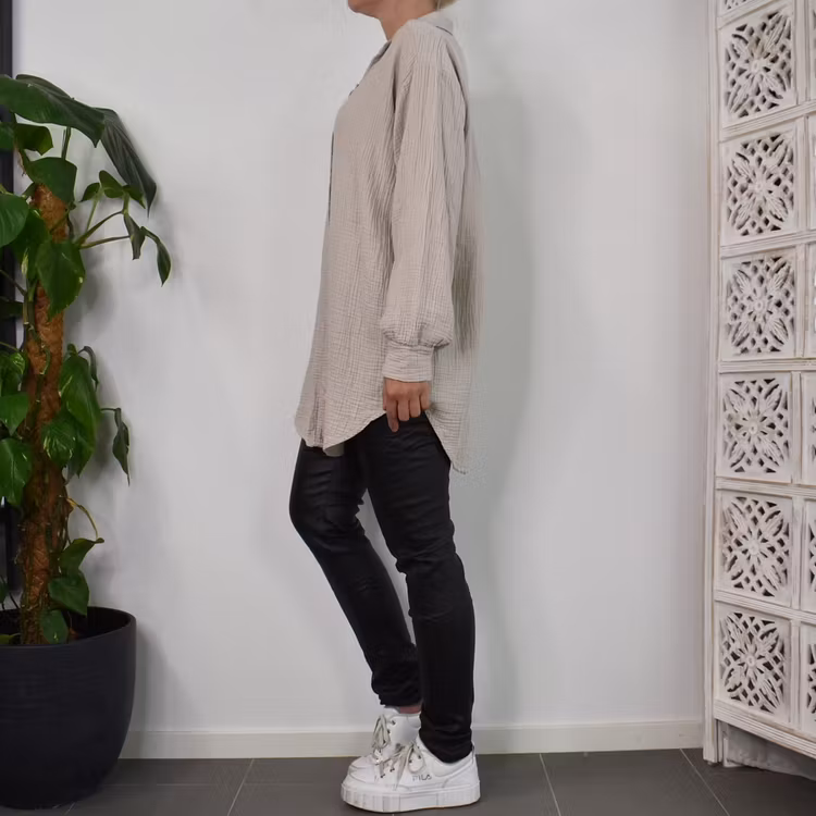 Bomullsskjorta Over Sized BEIGE
