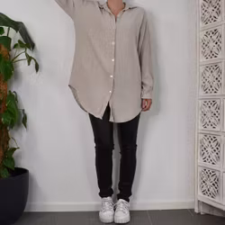 Bomullsskjorta Over Sized BEIGE
