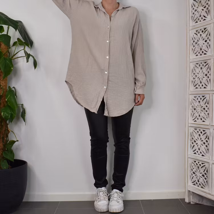 Bomullsskjorta Over Sized BEIGE
