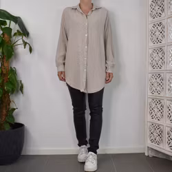 Bomullsskjorta Over Sized BEIGE