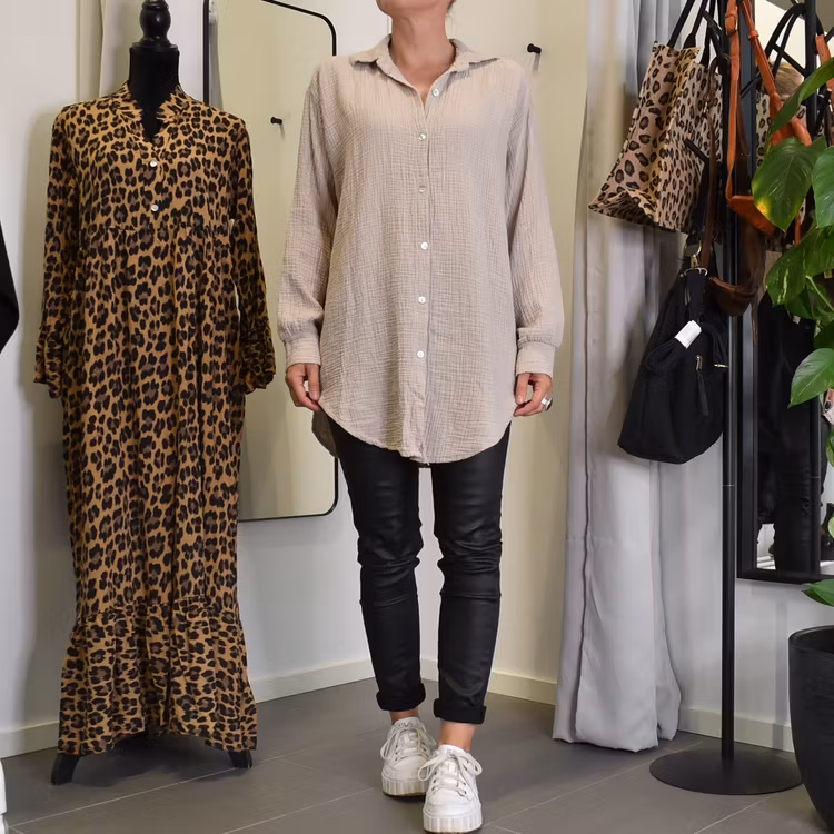 Bomullsskjorta Over Sized BEIGE