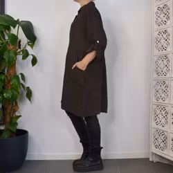 Kort skjortklänning i linne BROWNIE