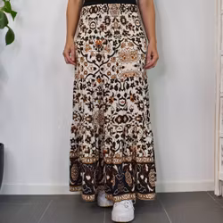 Kjol Boho Flora Blommig OFF WHITE - Stajl Agenturer