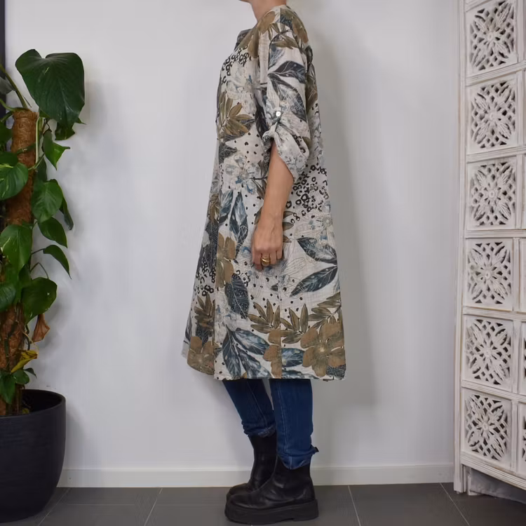 Bomullsklänning Lucy Mönstrad BEIGE - Mix By Heart