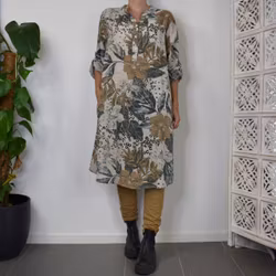 Bomullsklänning Lucy Mönstrad BEIGE - Mix By Heart