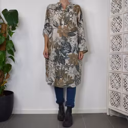 Bomullsklänning Lucy Mönstrad BEIGE - Mix By Heart