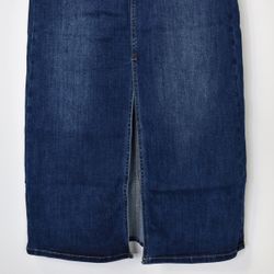 Jeanskjol med slits MÖRK BLÅ