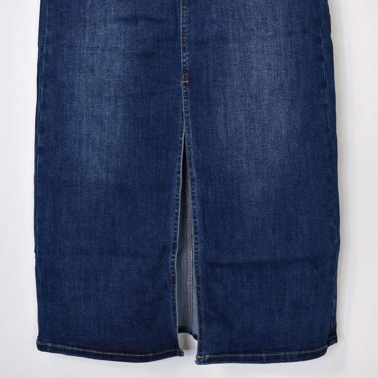 Jeanskjol med slits MÖRK BLÅ