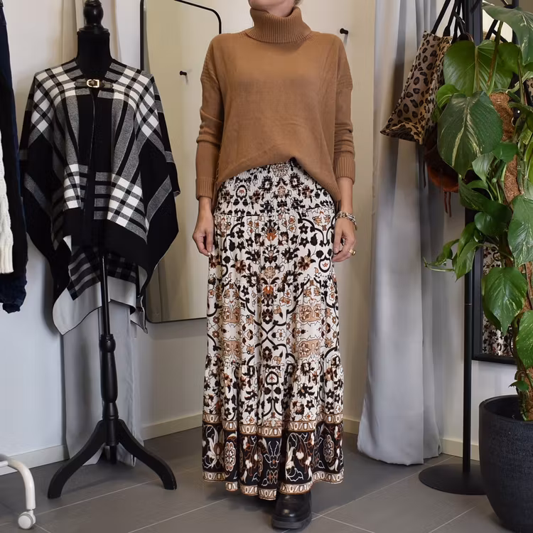 Kjol Boho Flora Blommig OFF WHITE - Stajl Agenturer