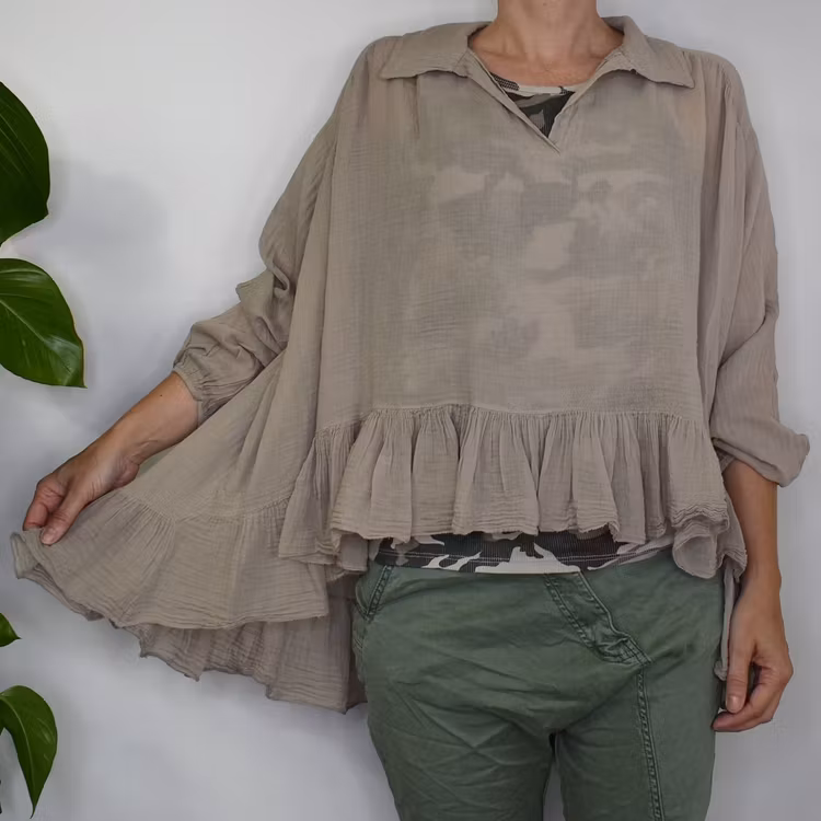 Bomullsblus Heather BEIGE - Stajl Agenturer