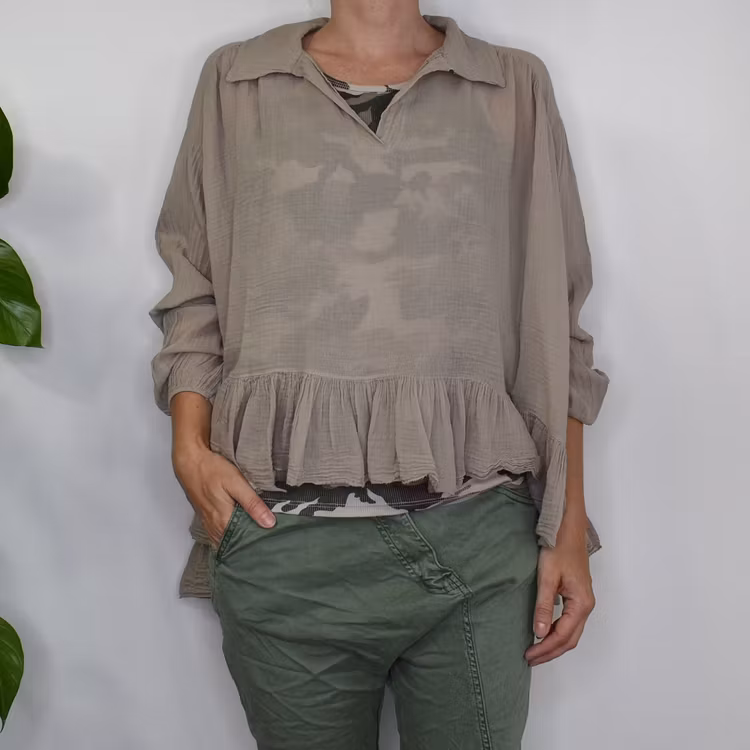 Bomullsblus Heather BEIGE - Stajl Agenturer
