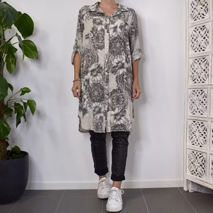 Långskjorta Milou Mandala BEIGE - Mix By Heart