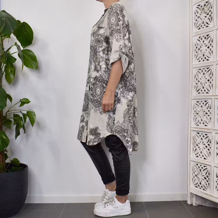 Långskjorta Milou Mandala BEIGE - Mix By Heart