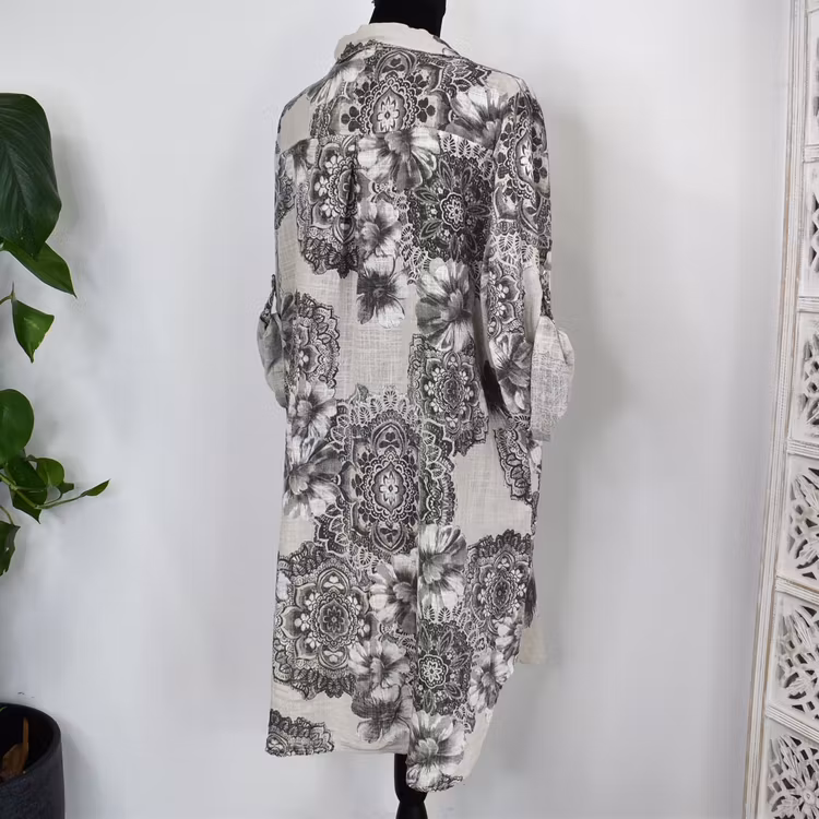 Långskjorta Milou Mandala BEIGE - Mix By Heart