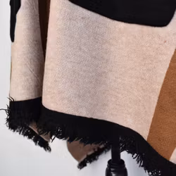 Poncho-sjal med fickor BEIGE