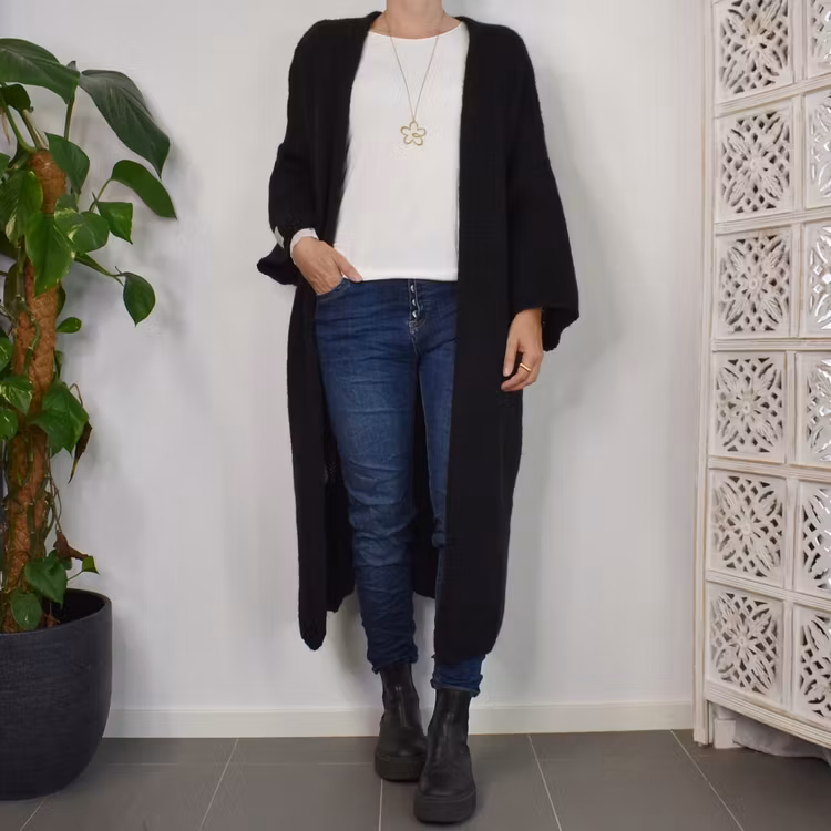 Stickad Kofta Over Sized SVART