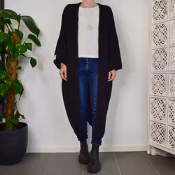 Stickad Kofta Over Sized SVART