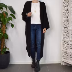 Stickad Kofta Over Sized SVART