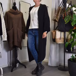 Stickad Kofta Over Sized SVART