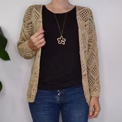 Mönsterstickad Kofta Lurex BEIGE