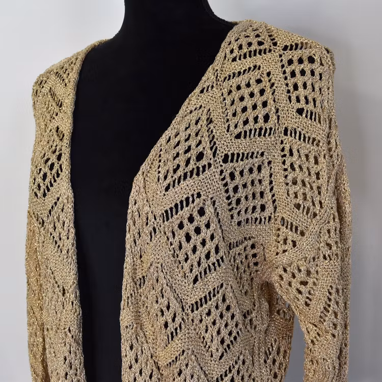 Mönsterstickad Kofta Lurex BEIGE