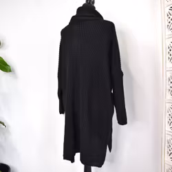 Stickad Tröja med Fickor Over Sized SVART