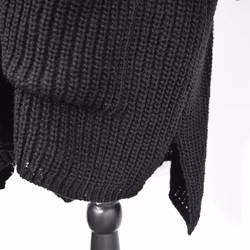 Stickad Tröja med Fickor Over Sized SVART