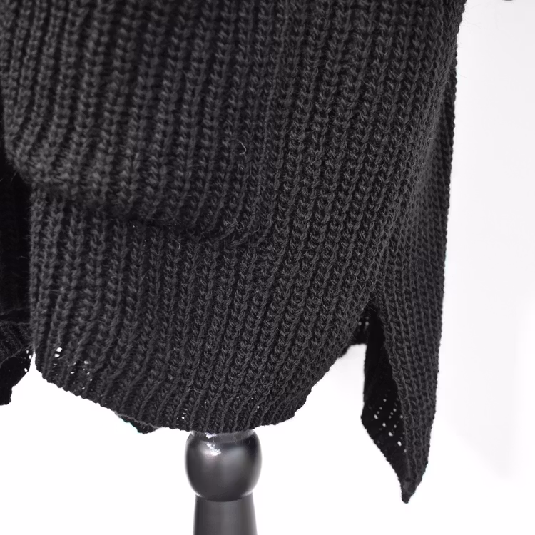 Stickad Tröja med Fickor Over Sized SVART