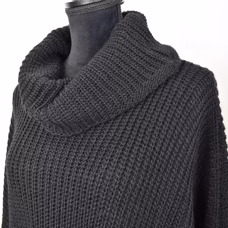 Stickad Tröja med Fickor Over Sized SVART