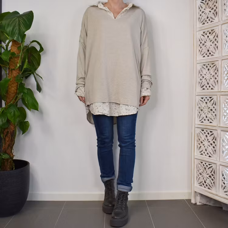Set Skjorta och Tröja BEIGE