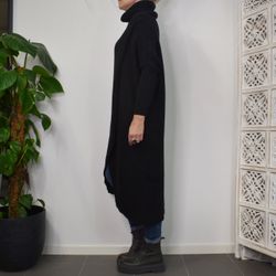 Lång Stickad Polotröja Over Sized SVART