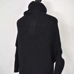 Lång Stickad Polotröja Over Sized SVART