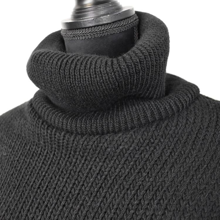 Lång Stickad Polotröja Over Sized SVART