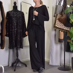 Vid Byxa Glitter SVART - Marta du Chateau