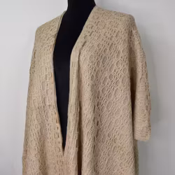 Poncho-sjal Mönsterstickad TAUPE