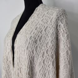 Poncho-sjal Mönsterstickad BEIGE